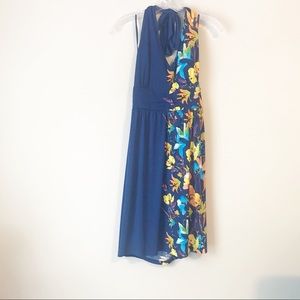 Dark Blue flower multi color halter flowy dress.